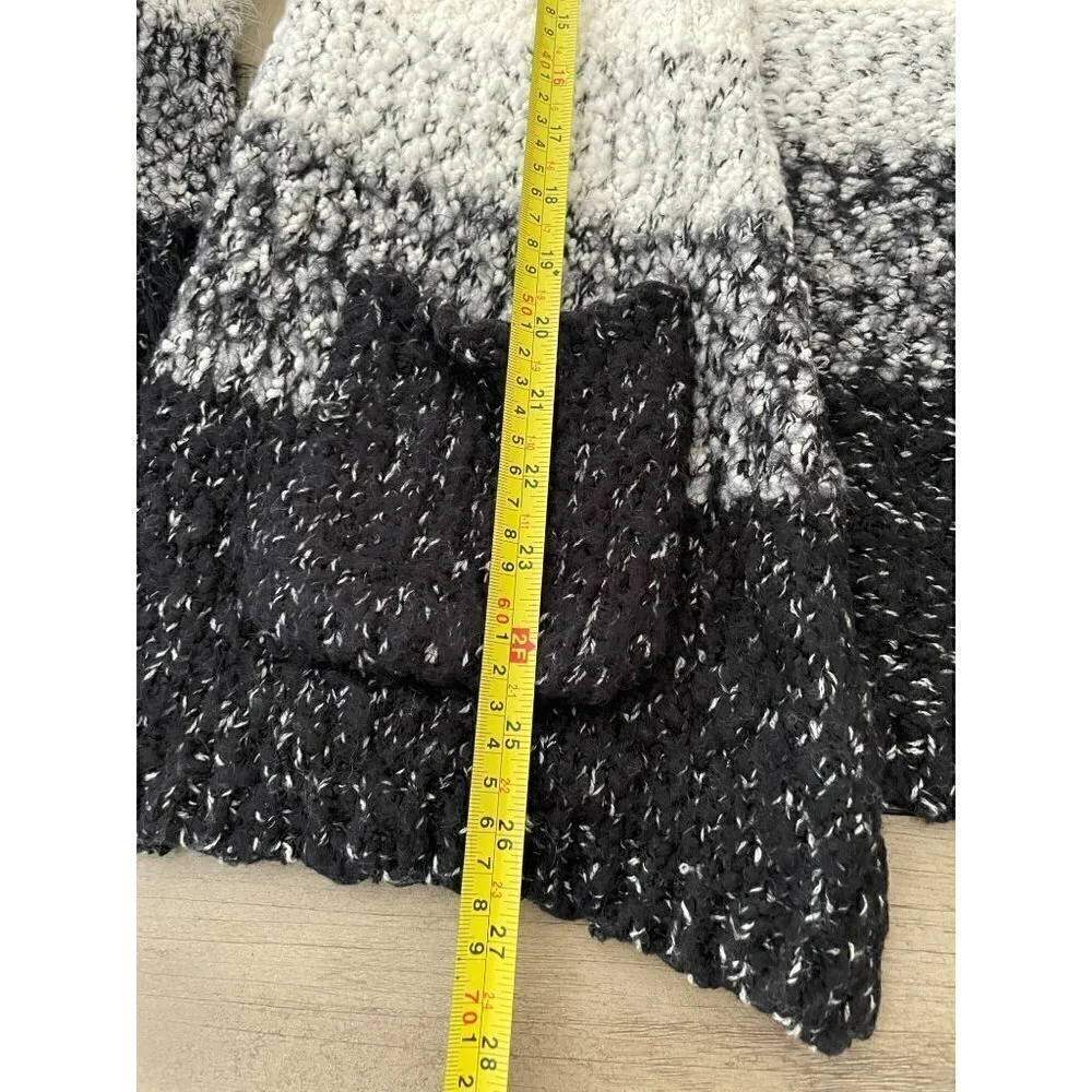 STYLE & CO WOMENS BLACK WHITE FUZZY OPEN FRONT CARDIGAN SIZE M